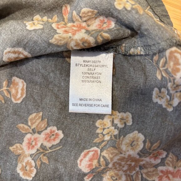 DR2 Woman's Vintage Style Flower Ruffle Blouse Size Small Olive Green Pink Boho - Picture 8 of 9